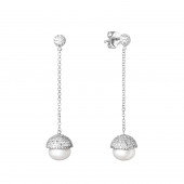 Cercei argint lungi cu lantisor si perle naturale DiAmanti SK19227E-W-G